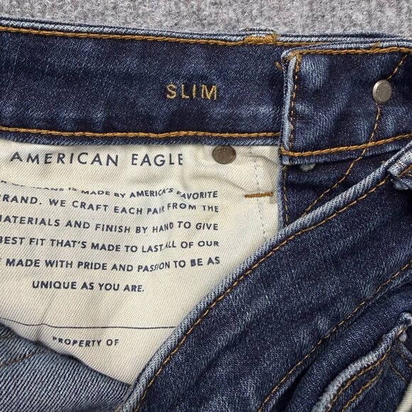 AEO Next Level Airflex Slim Jeans Straight Distressd Grunge Y2K Indie Mens 29x32 - Picture 7 of 12